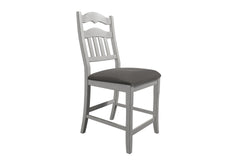 Contemporary Antique White Counter Height Chairs Upholstered Cushion Seat Ladder Back 2pc Dining High Chairs Kitchen Dining Room