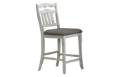 Contemporary Antique White Counter Height Chairs Upholstered Cushion Seat Ladder Back 2pc Dining High Chairs Kitchen Dining Room