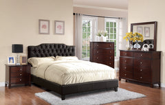 Black Faux Leather Gorgeous Queen Size Bed 1pc Bedframe Modern Tufted Upholstered Headboard Bedroom Furniture