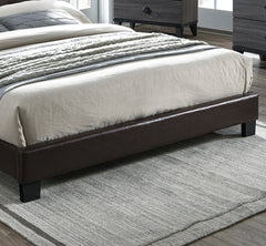 Modern Brown 1pc Queen Size Bed Faux Leather Upholstered Bedframe Bedroom Furniture Adjustable Headboard