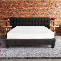 Queen Size Platform Bed Base, Upholstered Mattress Foundation Bed Frame, Dark Grey