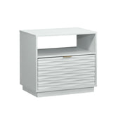 Coastal Night Stand Spacious Drawer and Open Shelf , White finish