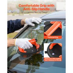 Vacuum Suction Cup, 8-Inch Vacuum Glass Lifter with ABS Handle, 400 lbs Max Lifting Capacity Tile Suction Cup Tool with Carrying Case for Lifting Large Tile, Granite, Drywall, Windows (2-Pack)