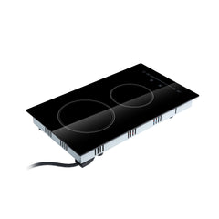 Built in Electric Stove Top, 20 x 11.6 inch 2 Burners, 110V Glass Radiant Cooktop with Sensor Touch Control, Timer & Child Lock Included, 9 Power Levels for Simmer Steam Slow Cook Fry