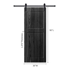 Modern 2-Panel 30 in. x 96 in. Wood Black Barn Sliding Door With Hardware kit