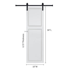 2-Panel Cottage style door 3/4" thick 18 in. x 84 in. MDF White Barn Sliding Door With Hardware kit