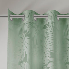 Palm Leaf Burnout Window Sheer Sage Green 50x84"