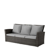 67.7" All-Weather Wicker 3-Seat Patio Sofa with Thick Gray Cushions & Black Frame