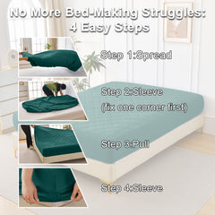 Diamond-patterned ultrasonic waterproof quilted fitted sheet, green, Queen size