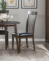Espresso Finish Set of 2 Chairs Black Faux Leather Upholstered Seat Wooden Kitchen Dining Room Furniture