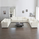3 Piece Sofa Set Oversized Sofa Comfy Sofa Couch, 2 Pieces of 2 Seater and 1 Piece of 3 Seater Sofa for Living Room, Deep Seat Sofa White Chenille