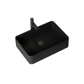20'' Bathroom Sink, Rectangular Striped Vessel Ceramic Basin without Faucet, NO Cabinet, Black