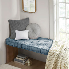 Poly Chenille Square Floor Pillow Cushion Aqua 20x20"