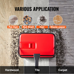 Carpet Sweeper, 6.7 in Sweeping Paths, Floor Sweeper Manual Non Electric, 300 ml Dustbin Capacity with Comb for Home Office Rugs Hardwood Surfaces Wood Floors Laminate, Cleans Dust Pet Hair