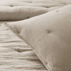 1-Piece Euro Sham Cotton Gauze Embroidered Euro Sham,Taupe