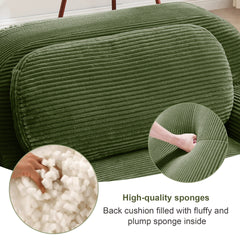 3-seat sofa premiumCorduroy Fabric fabric modular multi-combination anti-slip design no assembly curved armrests ergonomic support high-resilience sponge for living rooms bedrooms,Olive green