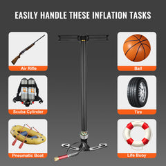 High Pressure Hand Pump 3 Stage Airgun PCP Pump 4500PSI Stirrup Pump Air Rifle Filling Stirrup Pump(30MPA)