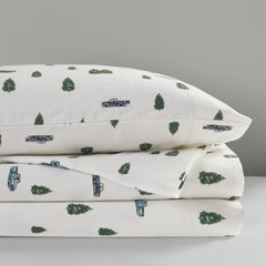 4 PCS Cal King Sheet Set Green Trees & Trucks