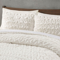 Full/Queen Ruched Fur Down Alternative Comforter Set