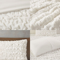 Full/Queen Ruched Fur Down Alternative Comforter Set