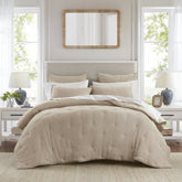 3-Piece King Cotton Gauze Embroidered Quilt Set,Taupe