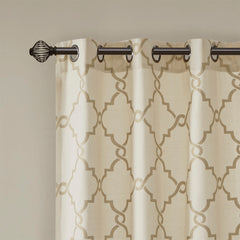 Fretwork Print Grommet Top Window Curtain Panel(Only 1 Pc Panel)