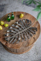 24.8x17.3x2" Gold Monstera Leaf Wall Décor