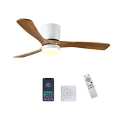 42 inch Wood Ceiling Fans with Lights and Remote, Modern Flush Mount Low Profile Ceiling Fan with Light, 6 Speed, Reversible DC Motor, for Bedroom/Outdoor/Farmhouse/Patios