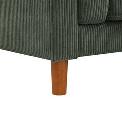 Corduroy Upholstered Square Arm Sofa with Wooden Legs