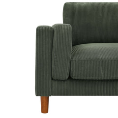 Corduroy Upholstered Square Arm Sofa with Wooden Legs