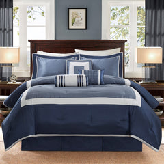 7 Piece Comforter Set Navy Cal King