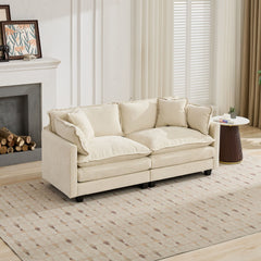 Cloud Sofa LoveSeat (Ottoman is not included), Modern Sectional Couch, for Living Room Bedroom and Apartment, Comfy Double Layer Upholstered Seat Cushion, Breathable Chenille Fabric, Beige,SW5012BG