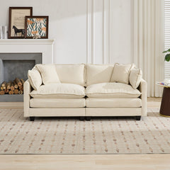 Cloud Sofa LoveSeat (Ottoman is not included), Modern Sectional Couch, for Living Room Bedroom and Apartment, Comfy Double Layer Upholstered Seat Cushion, Breathable Chenille Fabric, Beige,SW5012BG