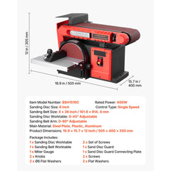 6" Disc Sander & 4" x 36" Belt Sander, 400W Professional Belt Disc Sanders Combo with 0 - 45° Adjustable Worktable & Dust Collection Port for Woodworking, Knife Sharpening, DIY Crafting