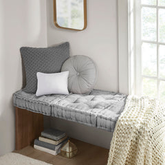 Poly Chenille Square Floor Pillow Cushion Grey 20x20"
