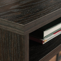 L-Shaped Desk with 2 Drawers and Cubbyholes, Dark Walnut finish
