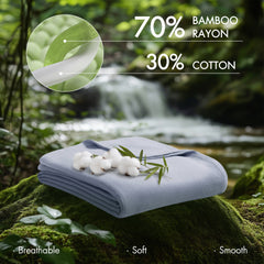1-Piece Twin Rayon from Bamboo Cotton Blanket, Light Blue