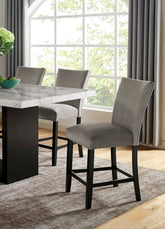 Light Gray Flannelette Contemporary 2pc Dining Counter Height Chairs Nalihead Trim Black Solid wood Legs Dining Room Chairs