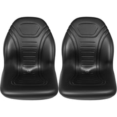 Universal Tractor Seat Replacement 2 Pack, Compact High Back Mower Seat Pair, Black Vinyl Forklift Seat, Central Drain Hole Skid Steer Seat with Mounting Bolt Patterns