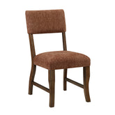 Contemporary Dining Side Chairs Set of 2 Durable Rust Color Chenille Fabric Upholstered Comfort Seat Back Wooden Furniture