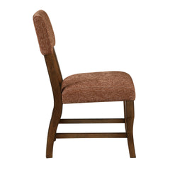 Contemporary Dining Side Chairs Set of 2 Durable Rust Color Chenille Fabric Upholstered Comfort Seat Back Wooden Furniture