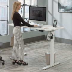 Contemporary Sit/Stand Desk with Four Preset Heights, White finish