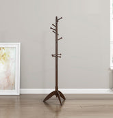 Dark Brown Finish Coat Rack Solid Wood, 11 Hooks Coat Hanger Stand Entryway Home Furniture 1pc