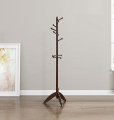 Dark Brown Finish Coat Rack Solid Wood, 11 Hooks Coat Hanger Stand Entryway Home Furniture 1pc