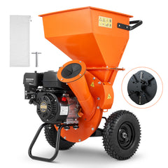 Wood Chipper Shredder Mulcher, 7HP Heavy Duty Gas Powered Engine, 3-inch Max Diameter 212cc 4.1 kW, 4-Stroke 3-in-1 Wood Chipper, Fast Chipping for Forestry and Gardens, EPA Certified