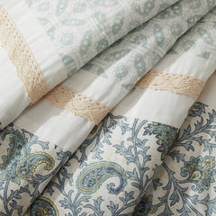 9 Piece Cotton Percale Comforter Set Aqua Cal King