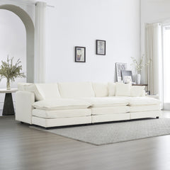 Comfortable Deep Seat Reversible Modular 6 Seater Sectional Super Soft Sofa U Shaped Sectional Couch with 3 Ottomans, 3 Toss Pillows and 2 Arm Pillows