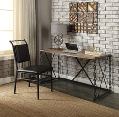 Jodie Rustic Oak & Antique Black Finish Writing Desk
