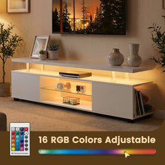 TV Stand for 60 Inch TV LED Gaming Entertainment Center Media Storage Console Table with Large Side Cabinet for Living Room( White)
