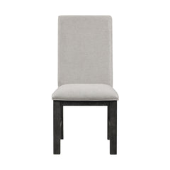Dining Chairs Set of 2 Gray Upholstered Seat Stylish Back Antique Black Finish Wooden Frame Dining Kitchen Chairs Set